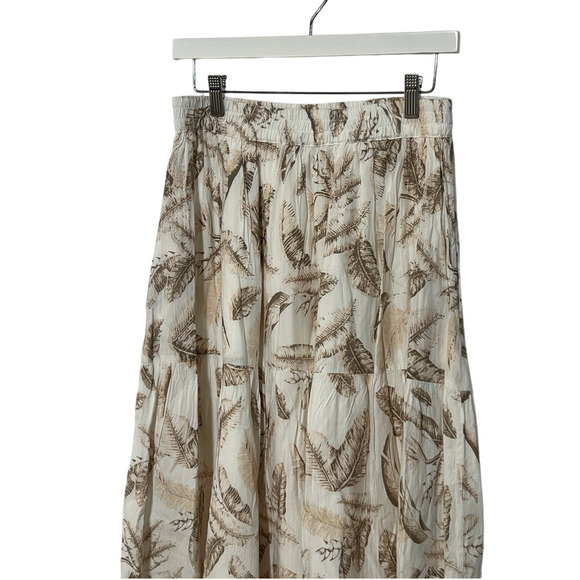 ELAN INTERNATIONAL WOMENS XLARGE TIERED PRINTED MAXI SKIRT CREAM BEIGE NEW - Picture 7 of 13